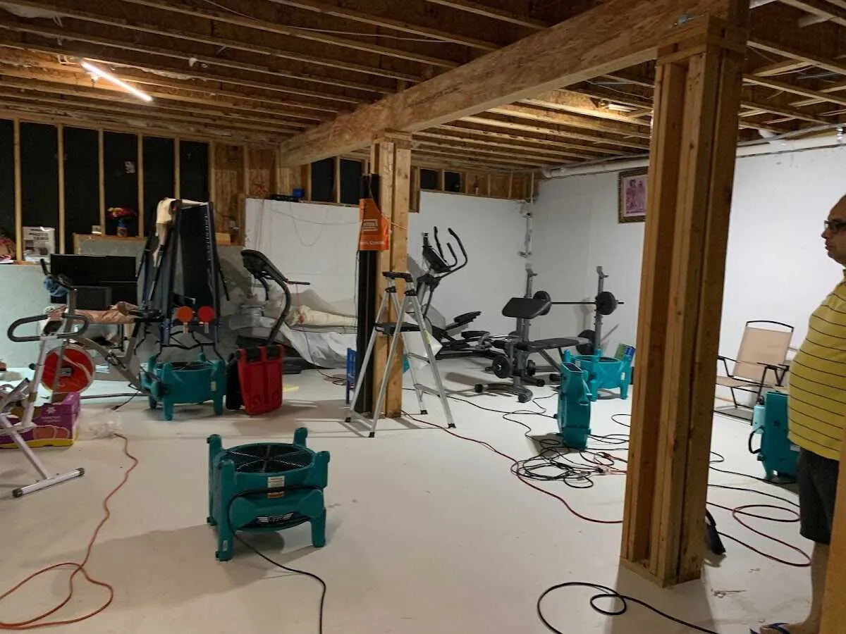Basement drying equipment setup for Contents Cleaning & Restoration in Ephrata